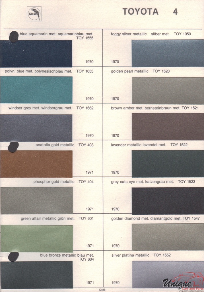 1970 Toyota Paint Charts Glasurit 2